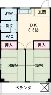 フェリーチェ三角II【4階】の間取り