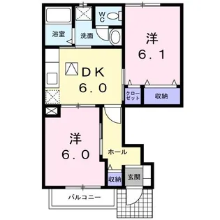 カロータ ロッソI【1階】の間取り