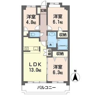 セルディーナ東小金井【5階】の間取り