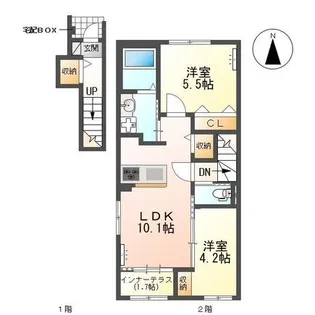 ファミール裏之門【2階】の間取り