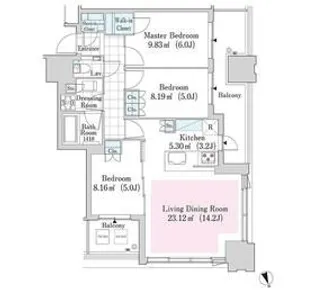 大崎ガーデンレジデンス【9階】の間取り