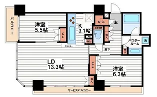 ブランズタワー・ウェリス心斎橋SOUTH【4階】の間取り