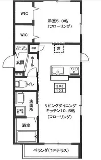 ル シェノン ささづか【1階】の間取り