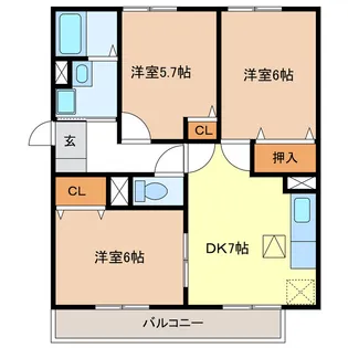 サ-フサイドサンシャイン【1階】の間取り
