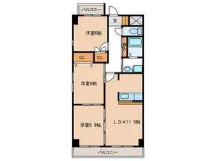 ドリ-ムシティ住吉A棟【6階】の間取り