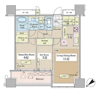 パークコート千代田富士見ザタワー【32階】の間取り