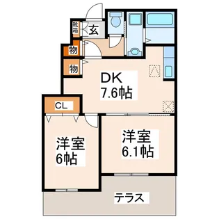 グランソレイユA・B【1階】の間取り