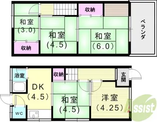 須磨区禅昌寺1丁目2戸テラス【1階】の間取り