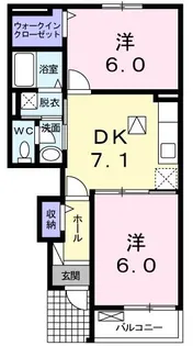 グランヒルII【1階】の間取り