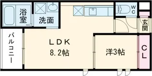 R-smartプルミエール黒髪【2階】の間取り