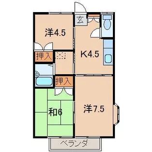あっぷるハイツ【2階】の間取り
