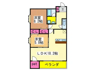 クローバー・プレミア昭和町【7階】の間取り