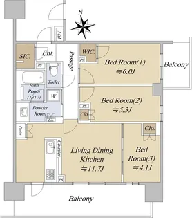 メトライズ森ノ宮中央【13階】の間取り