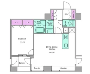 1LDKの間取り画像