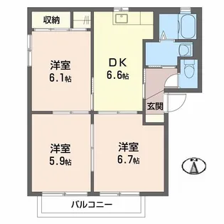 シャーメゾンS B棟【1階】の間取り