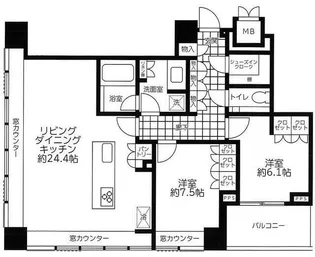 グランスイート麻布台ヒルトップタワー【11階】の間取り