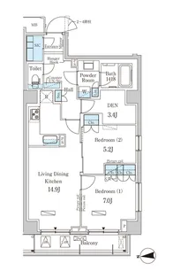 パークアクシス市谷加賀町【3階】の間取り