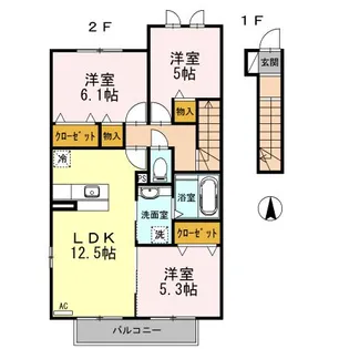 フロール朝日【2階】の間取り