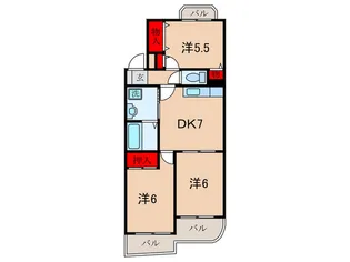 サンキャッスルII【1階】の間取り