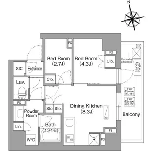 コンフォリア・リヴ門前仲町EAST【4階】の間取り