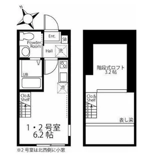 ハーミットクラブハウス和田II【1階】の間取り