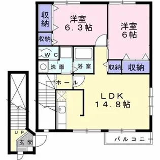 サンフィールド B【2階】の間取り
