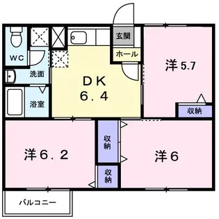 エルディム関森B【2階】の間取り