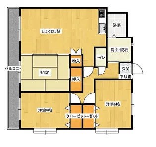 サンガーデン弓削 屋根付P縦列2台可【3階】の間取り