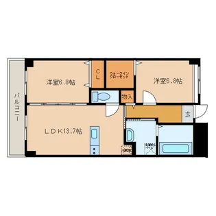 紺屋スカイマンション壱番館【6階】の間取り