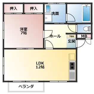 ロミール東新城【1階】の間取り