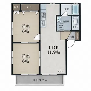 ディアスボナールB【1階】の間取り
