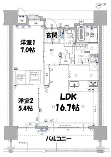 トクレアライカム スカイテラス【11階】の間取り