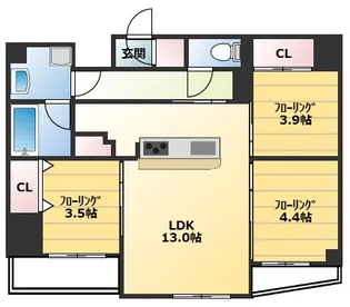 アーバネックス塚口【3階】の間取り