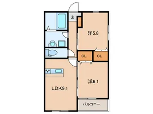 arflex社ノ木【1階】の間取り