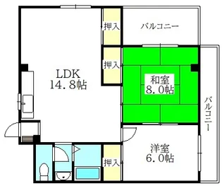 2LDKの間取り画像