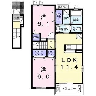サンライズ・ビレッジB【2階】の間取り