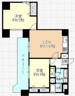 (広々2LDK)シャンボール第2片平【6階】の間取り