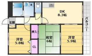 グランディールY・M【3階】の間取り