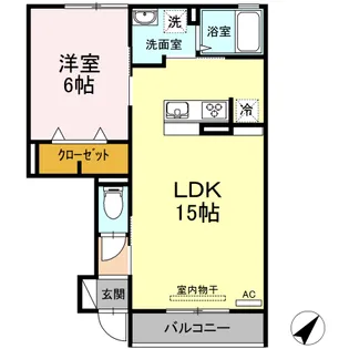 グリーンテラス下東川津【1階】の間取り