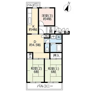 URパークハイツ中青木【3階】の間取り