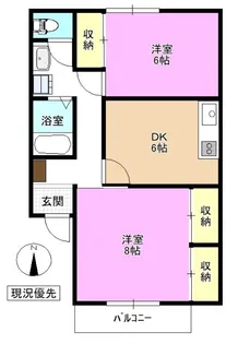 オリックスハイツあらい【2階】の間取り