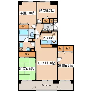 ソピア鶴ヶ岱【9階】の間取り