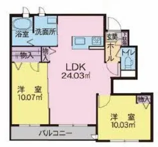 サンフォーリア八幡【1階】の間取り