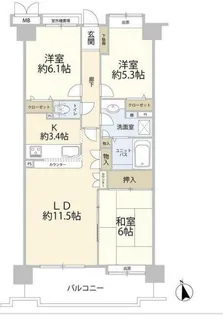 ローヤルガーデン立川けやき台【6階】の間取り