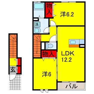 若宮ハイツ【2階】の間取り
