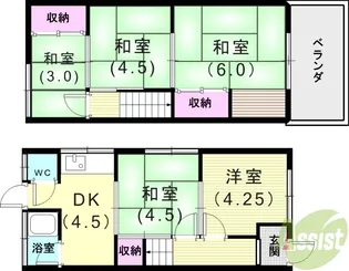 須磨区禅昌寺1丁目2戸テラス【1階】の間取り