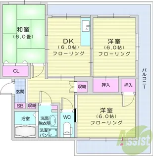メゾン・ド三軒橋【3階】の間取り