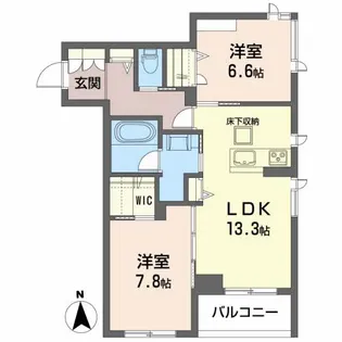 ヴィラ ゼルコバ【1階】の間取り