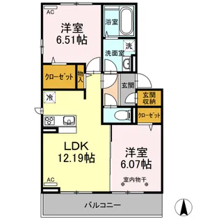 パークウエスト 上別府 B棟【1階】の間取り