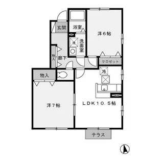 グリーンハウスB【1階】の間取り